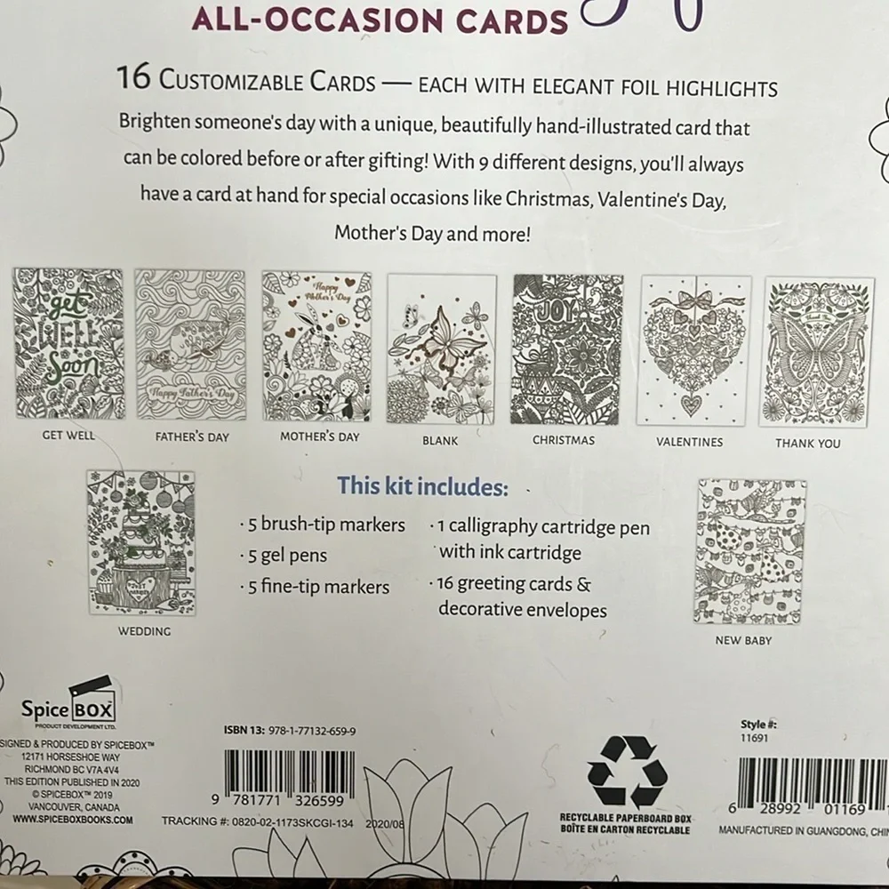 Brand New Mindful Color & Gift All-Occasion Cards Stationary Calligraphy Markers